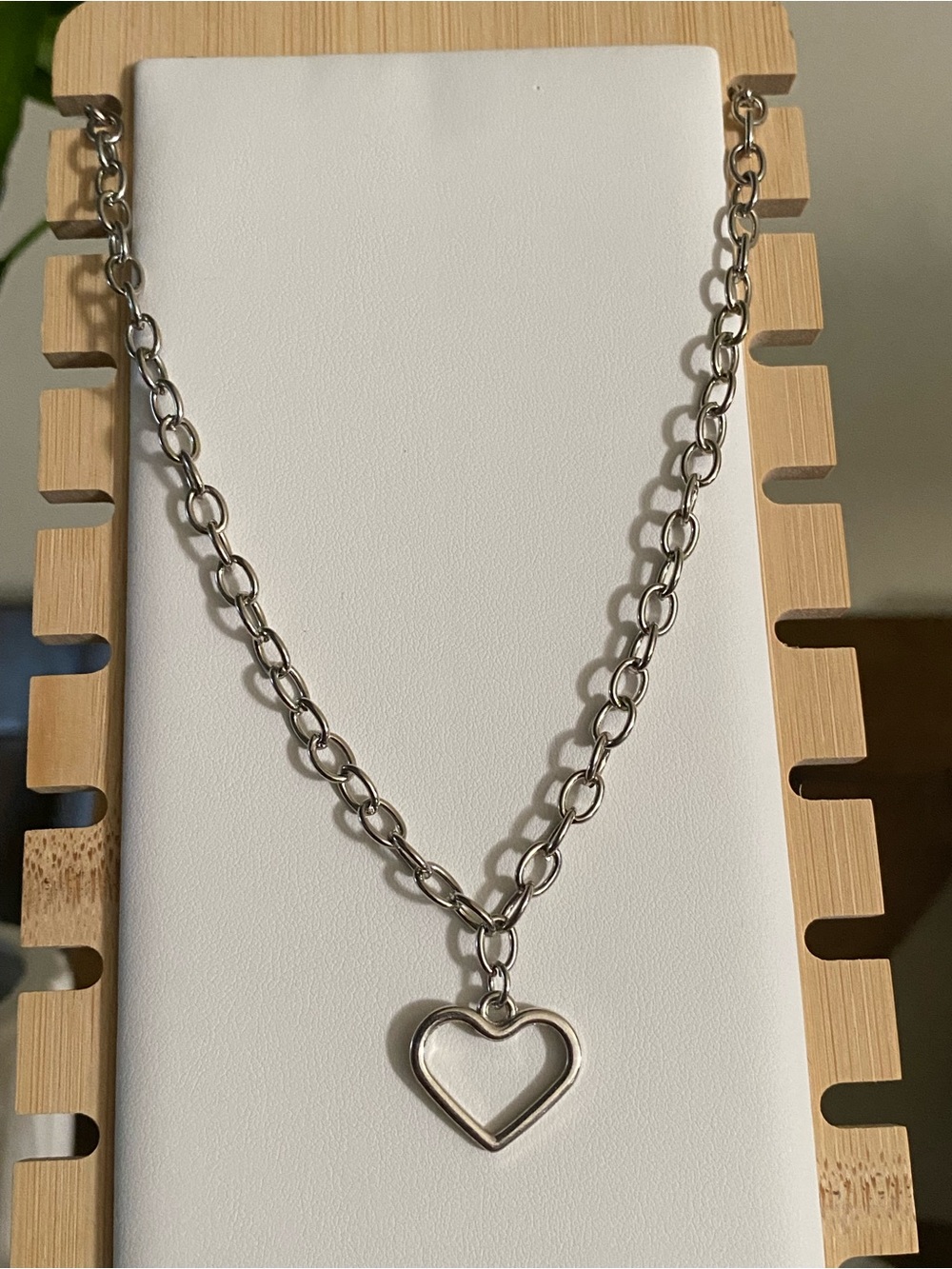 Sterling-Inspired Open Heart Pendant Necklace in Silver